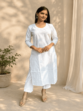 Women's Khadi Cotton Kurta – Classic White Handloom Ethnic Kurta