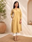 Women's Khadi Cotton Kurta – Elegant Beige Handloom Kurta