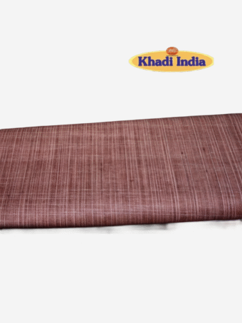 Khadi Cotton Pant Fabric – Rust Brown Striped Handloom Fabric