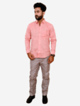 Men's Khadi Cotton Textured Formal Shirt – Light Pink Handloom Shirt