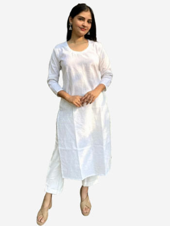 Women's Khadi Cotton Kurta – Classic White Handloom Ethnic Kurta