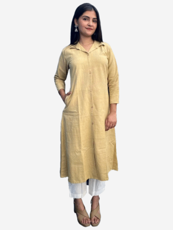 Women's Khadi Cotton Kurta – Elegant Beige Handloom Kurta