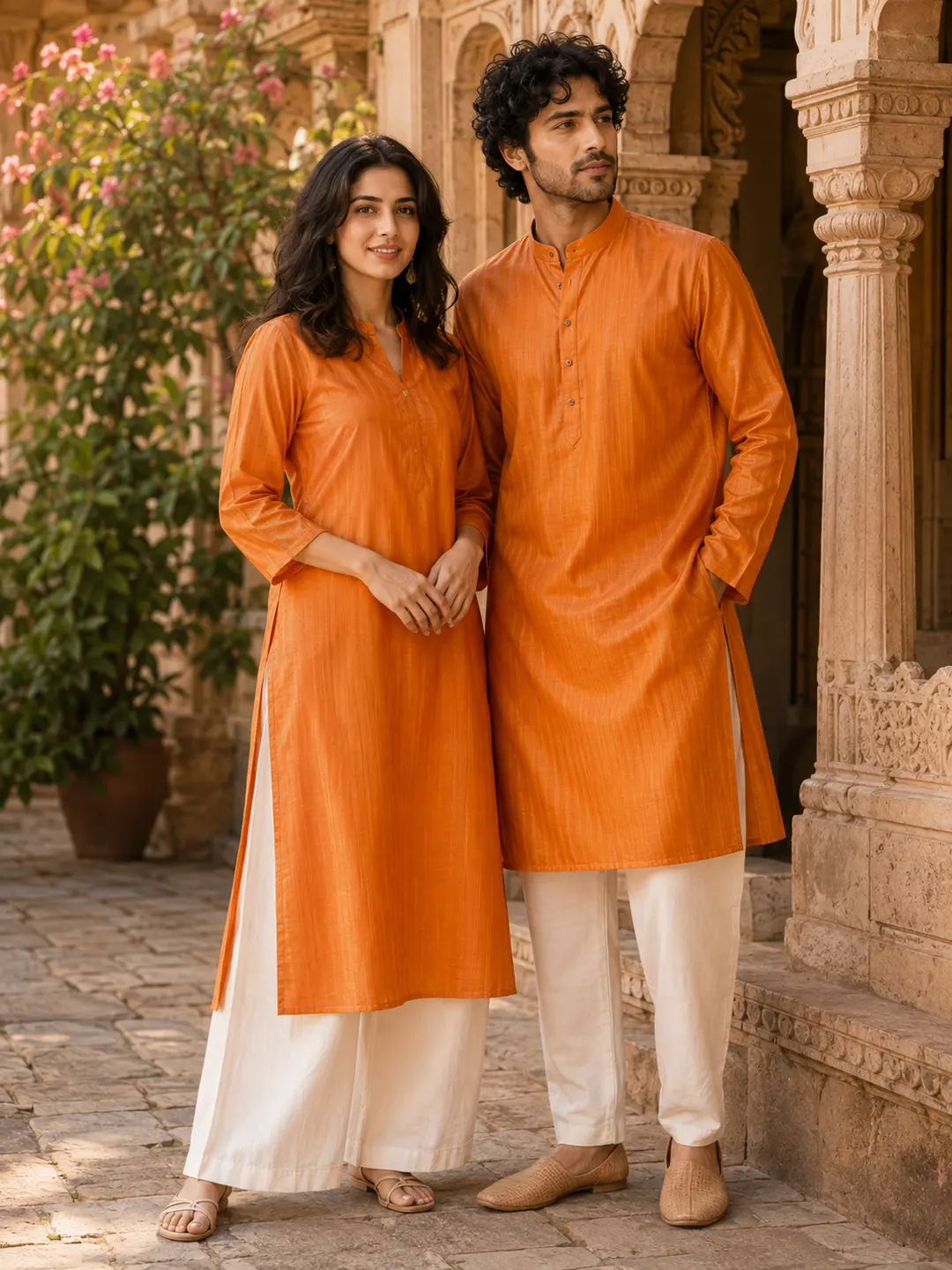 Cotton Fabric Orange - 4 Khadi Cotton Fabric Orange
