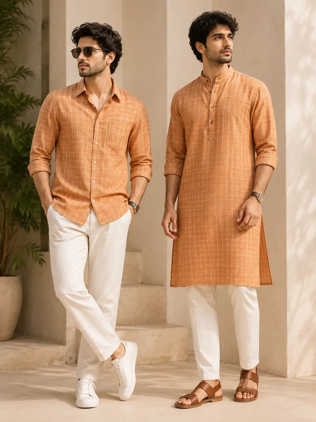 Khadi Cotton Fabric – Orange Line Pattern 44 Inch Width Handloom Fabric Khadi Cotton Fabric – Orange Line Pattern 44 Inch Width Handloom Fabric