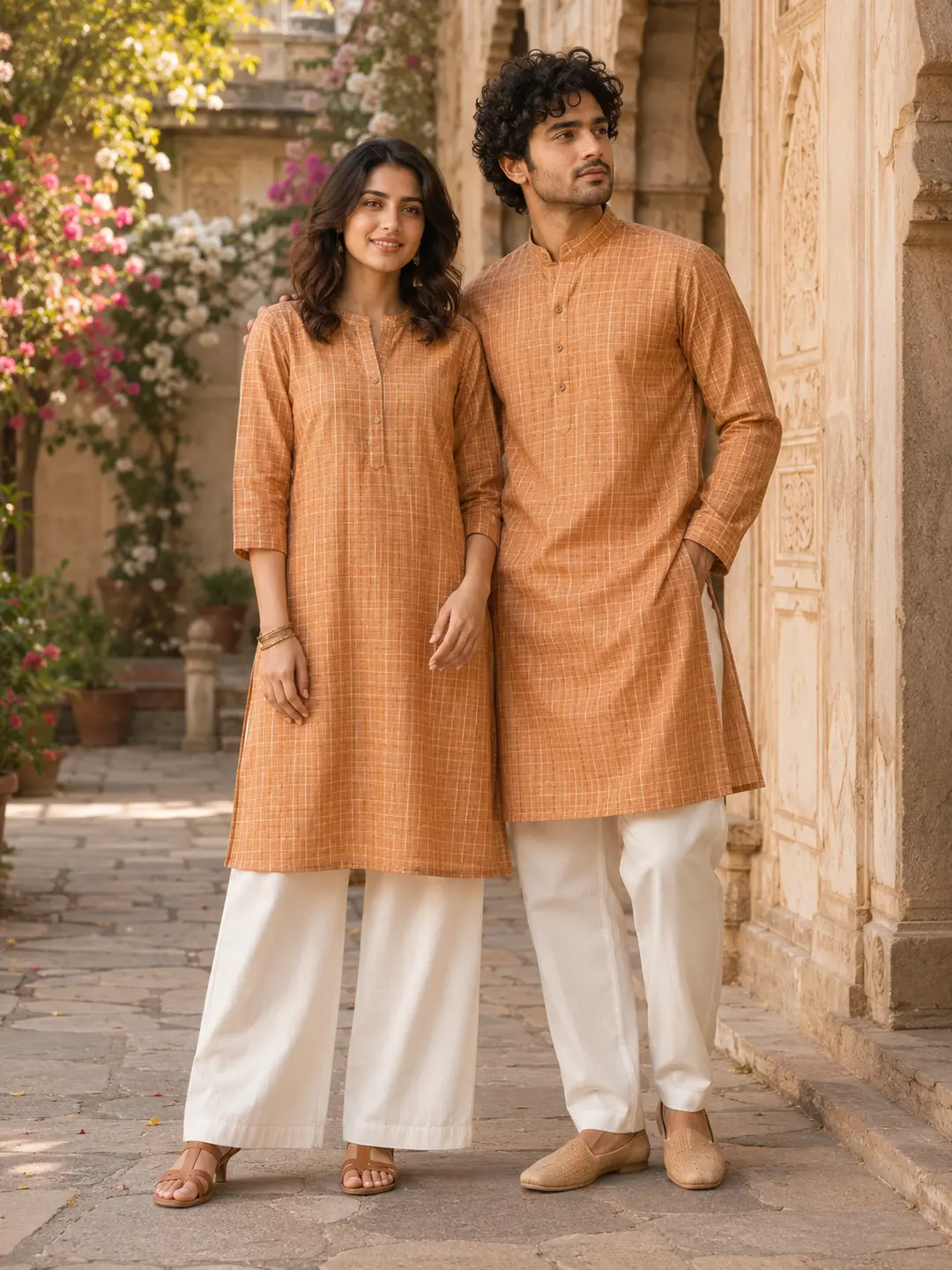 Khadi Cotton Fabric – Orange Line Pattern 44 Inch Width Handloom Fabric Khadi Cotton Fabric – Orange Line Pattern 44 Inch Width Handloom Fabric