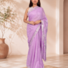 Women's Khadi Cotton Saree – Lavender with Silver Border Handloom Saree