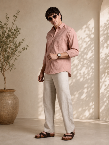Men's Khadi Cotton Casual Shirt – Dusty Pink Handloom Shirt