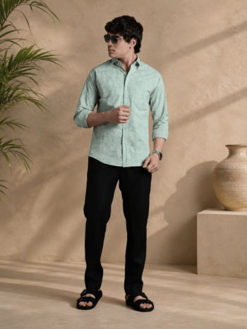 Men's Khadi Cotton Casual Shirt – Mint Green Handloom Shirt