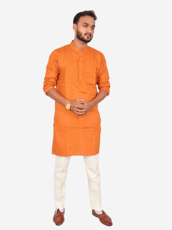 Men's Rust Orange Cotton Kurta