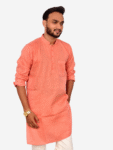 Men's Khadi Cotton Kurta – Peach Handloom Kurta