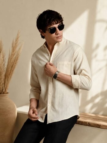 Men's Khadi Cotton Regular Fit Shirt – Cream Handloom Shirt