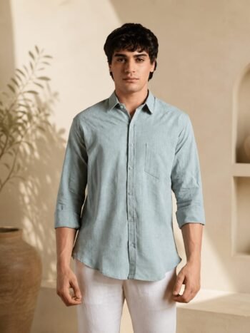 Men's Khadi Cotton Casual Shirt – Light Green Handloom Shirt