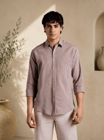 Men's Khadi Cotton Casual Shirt – Brown Handloom Shirt