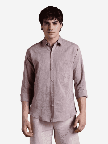 Men's Brown Cotton Casual Shirt