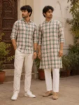 Khadi Fabric Red & Green Plaid Check (1)