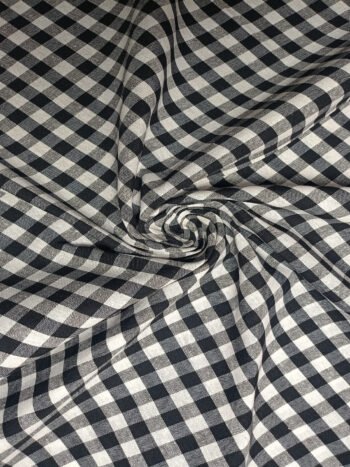 Khadi Cotton Fabric – Black and White Checkered Pattern 44 Inch Width Handloom Fabric