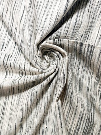 Khadi Cotton Fabric – Black & White Multi-Stripe 44 Inch Width Handloom Fabric