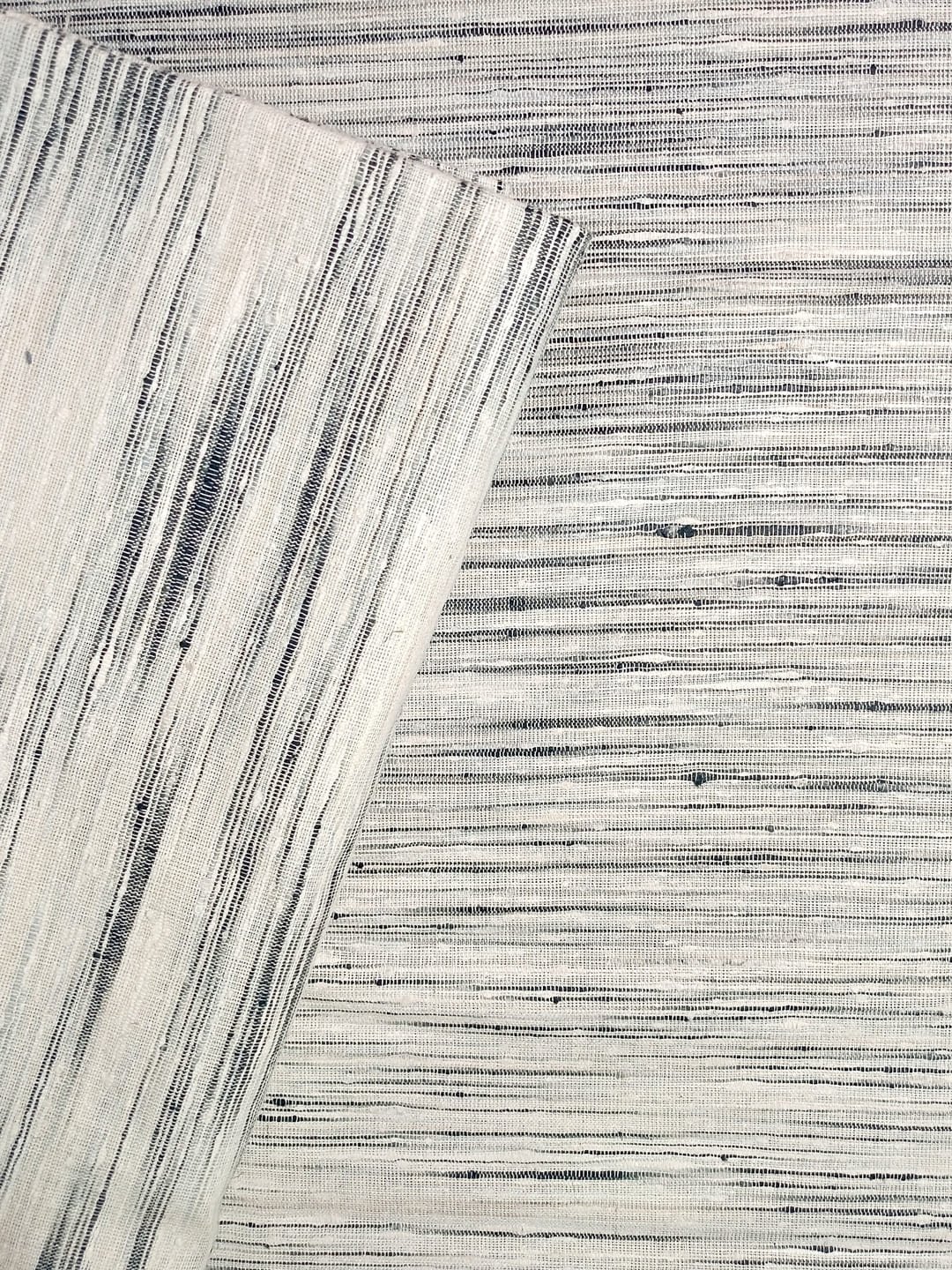 Khadi Fabric Black & White Multi-Stripe(2)