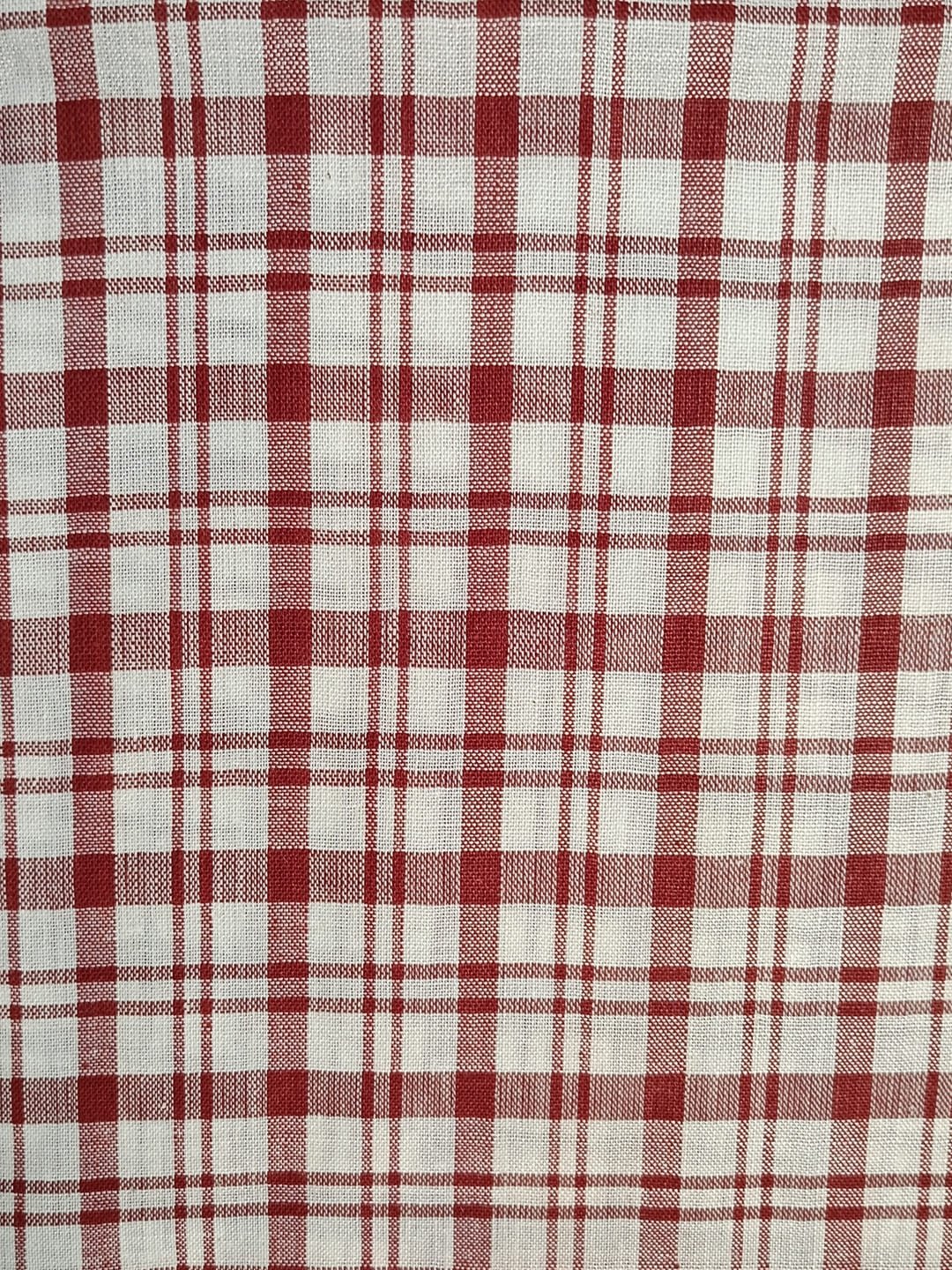 Khadi Fabric Deep Red & White Check(2)