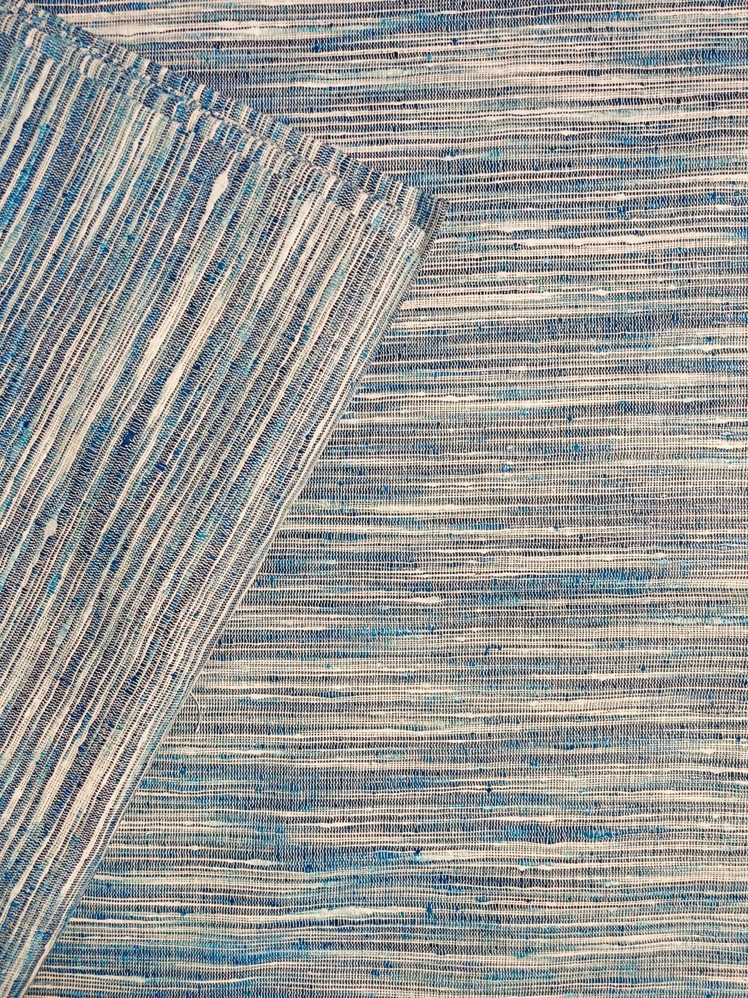 Khadi Fabric Indigo Blue Vertical Stripe (3)