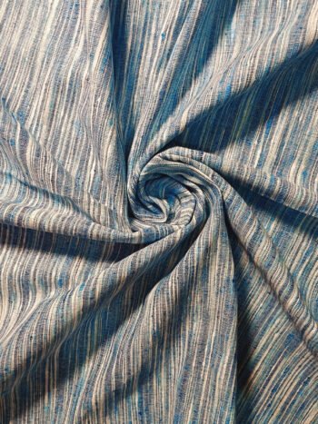 Khadi Cotton Fabric – Indigo Blue Vertical Stripe 44 Inch Width Handloom Fabric