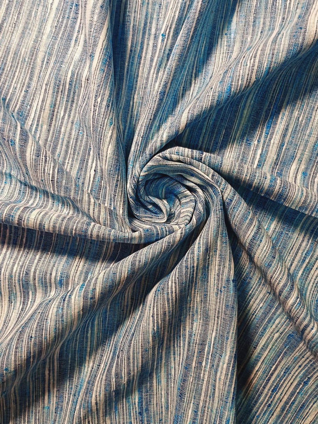 Khadi Fabric Indigo Blue Vertical Stripe (1)