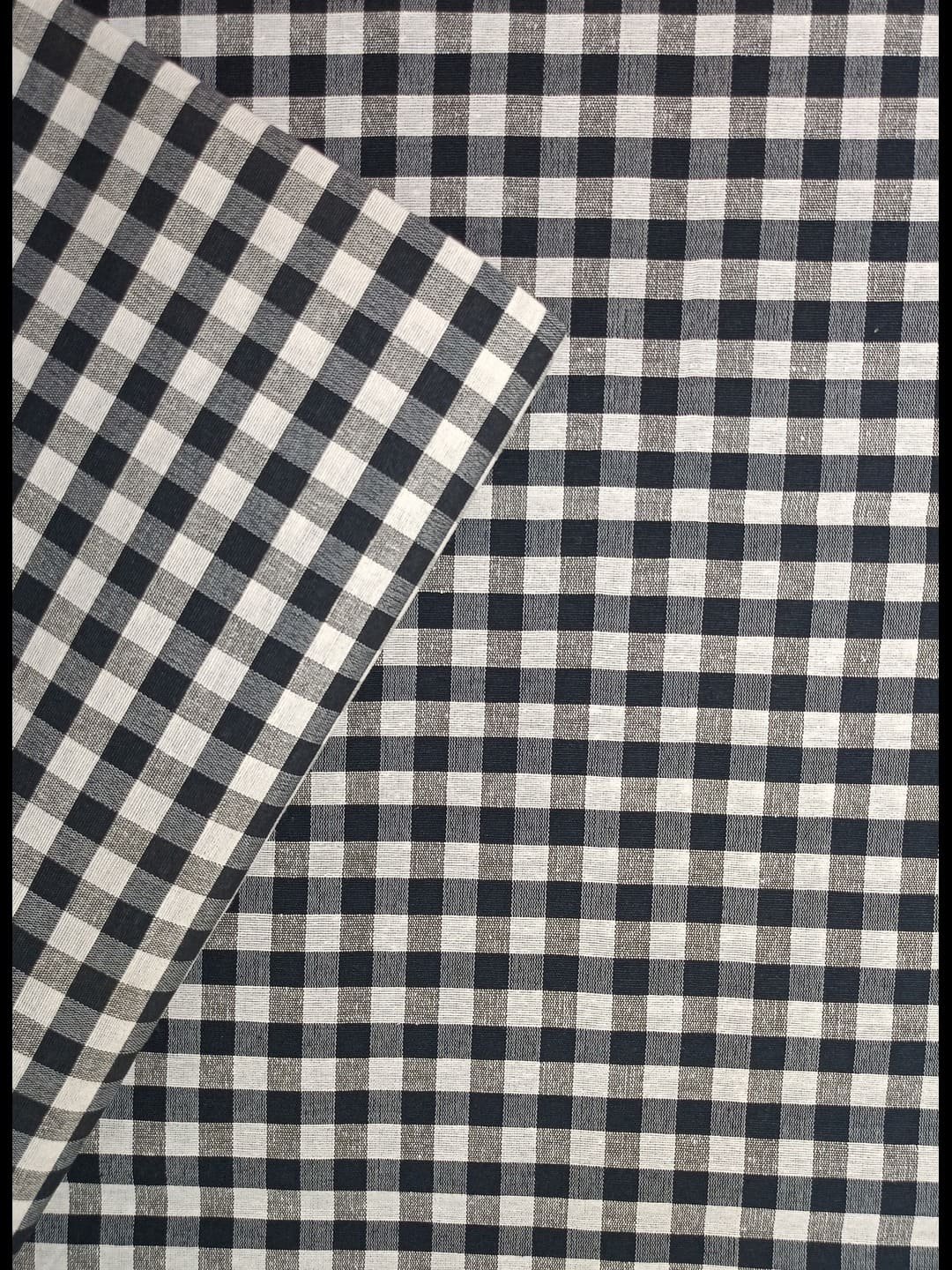 Khadi Fabric Black and White Checkered Pattern(2)