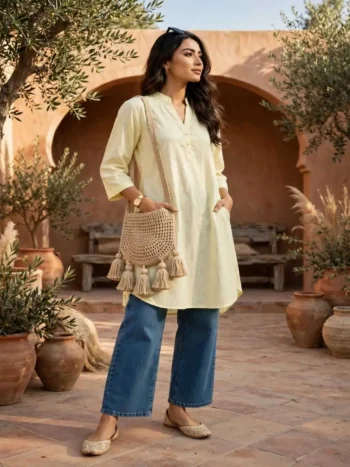 Women's Khadi Kurta Butter Yellow Stunning 2026