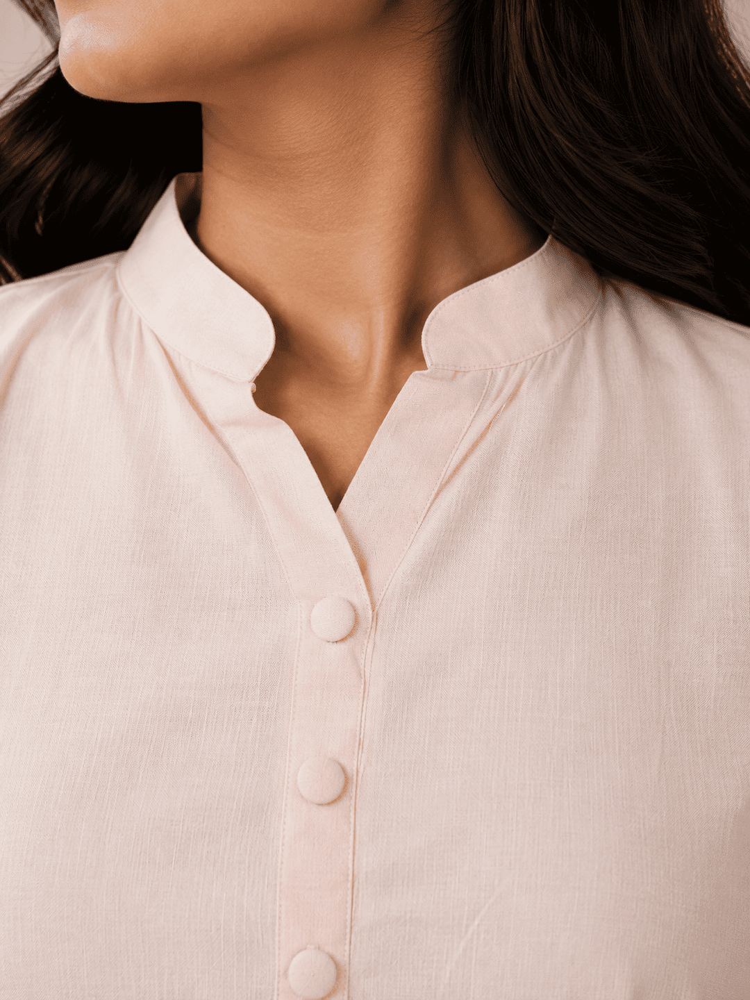 Women's Khadi Cotton Kurta – Peach Blush -3 Women's Khadi Cotton Kurta – Peach Blush