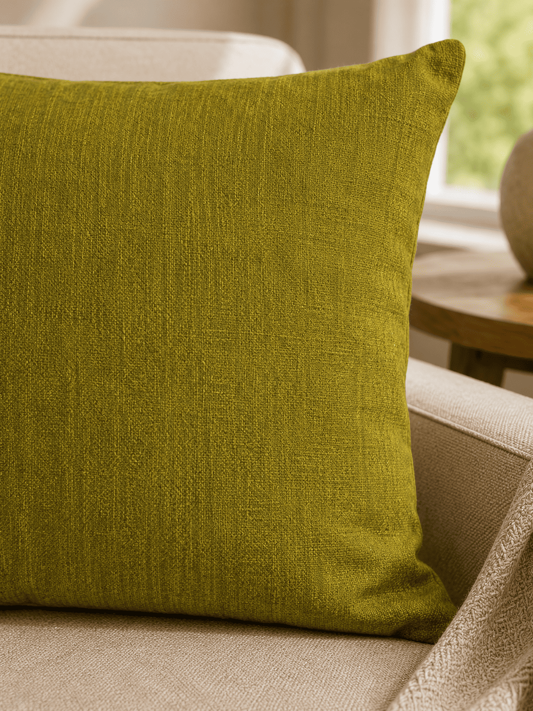 Moss Green Khadi Cushion Cover -2 Green Cushion Cover