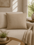 Sand Beige Khadi Cushion Cover -1