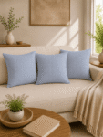 Sky Blue Khadi Cushion Cover -1