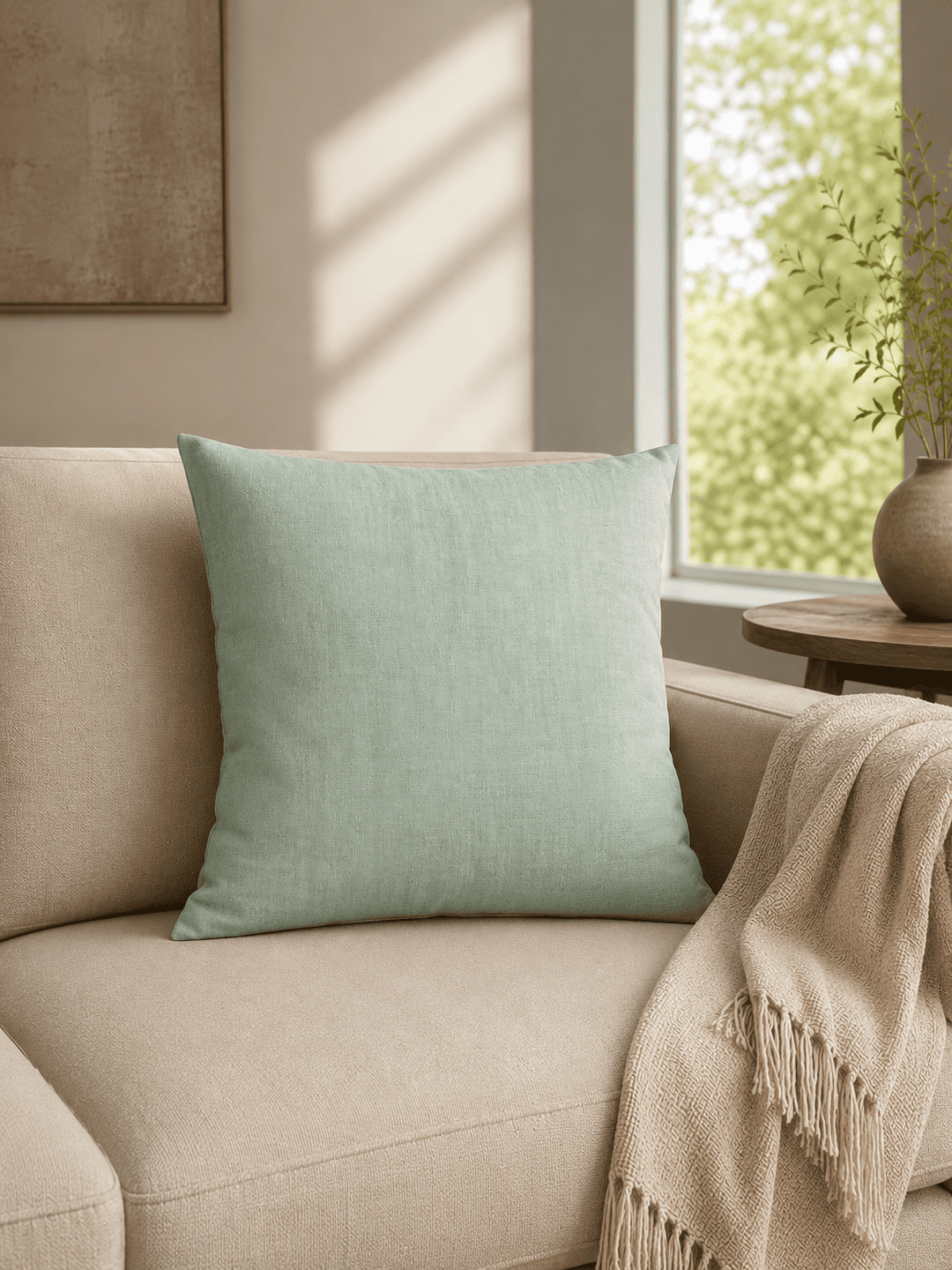 Khadi Cushion Cover -2 Mint Green Cushion Cover