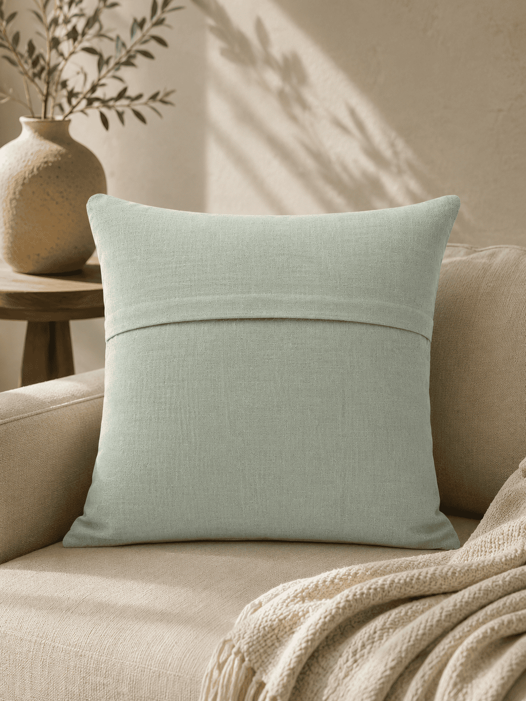 Khadi Cushion Cover -5 Mint Green Cushion Cover