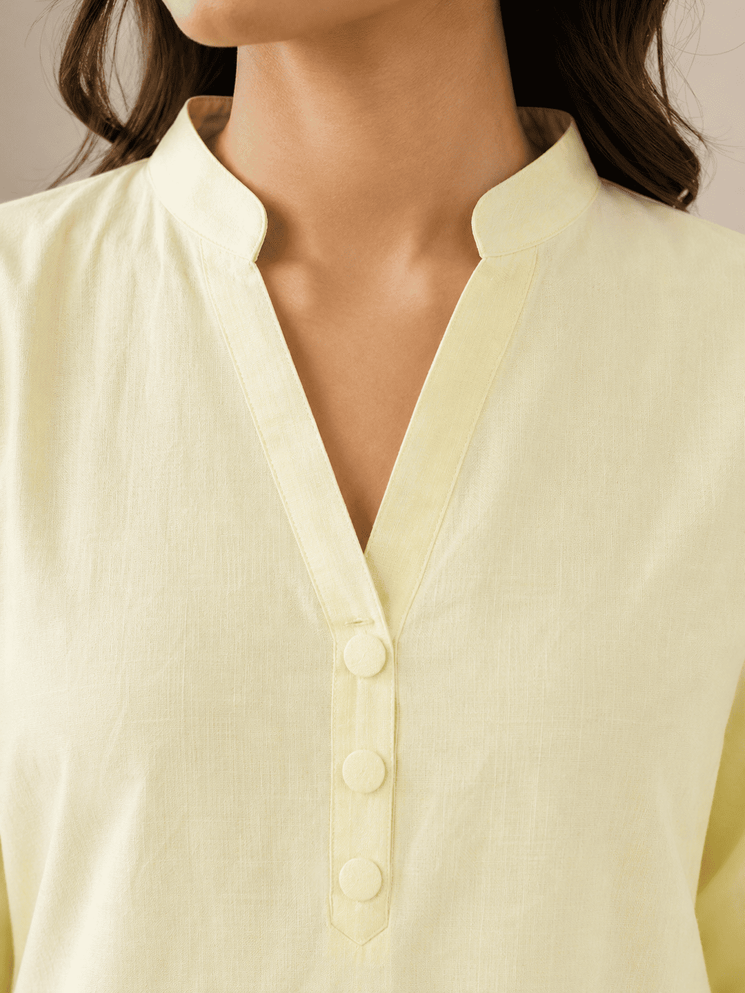 Women's Khadi Cotton Kurta – Butter Yellow -3 Khadi Cotton Kurta – Butter Yellow
