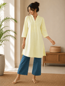 Khadi Cotton Kurta – Butter Yellow