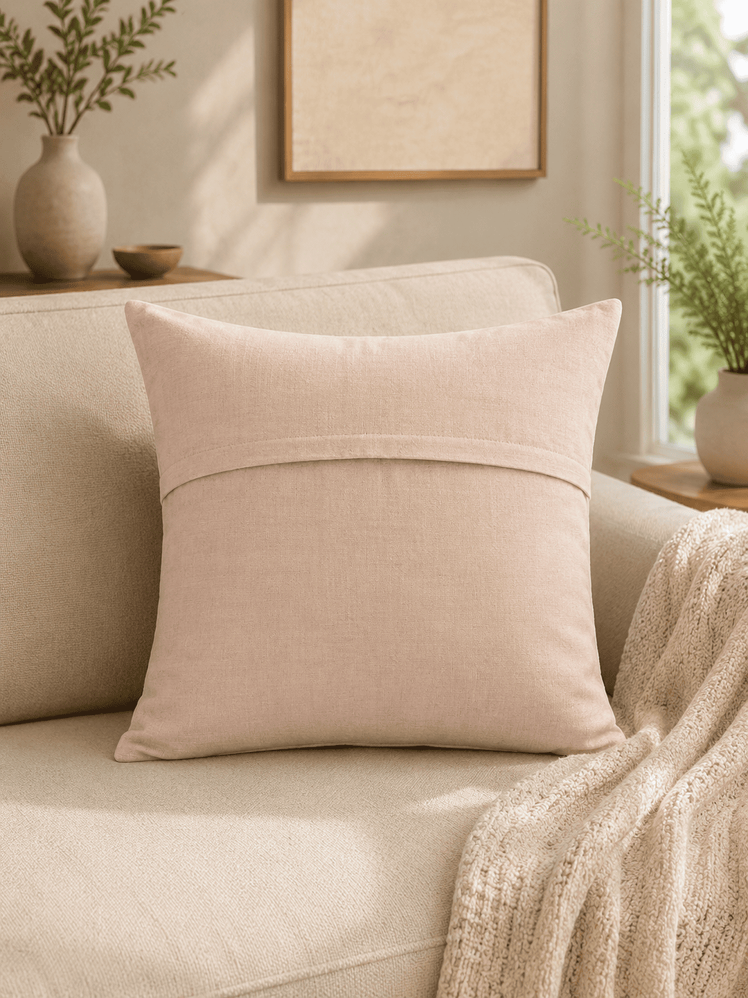 Peach Blush Khadi Cushion Cover -3 Peach Blush Cushion Cover