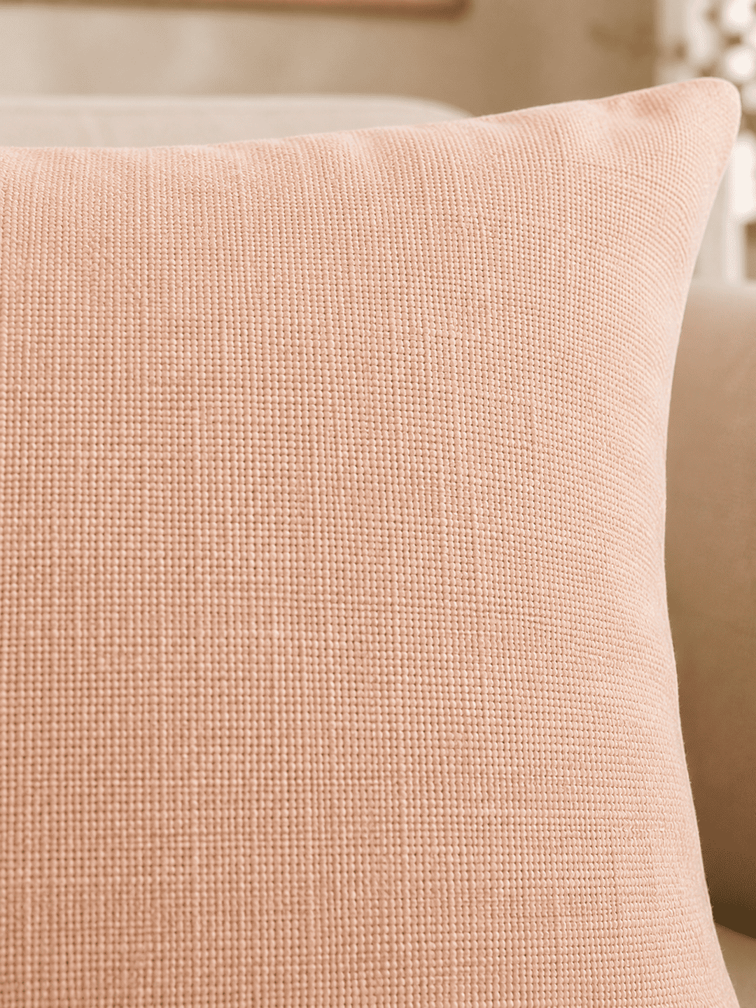Peach Blush Khadi Cushion Cover -2 Peach Blush Cushion Cover