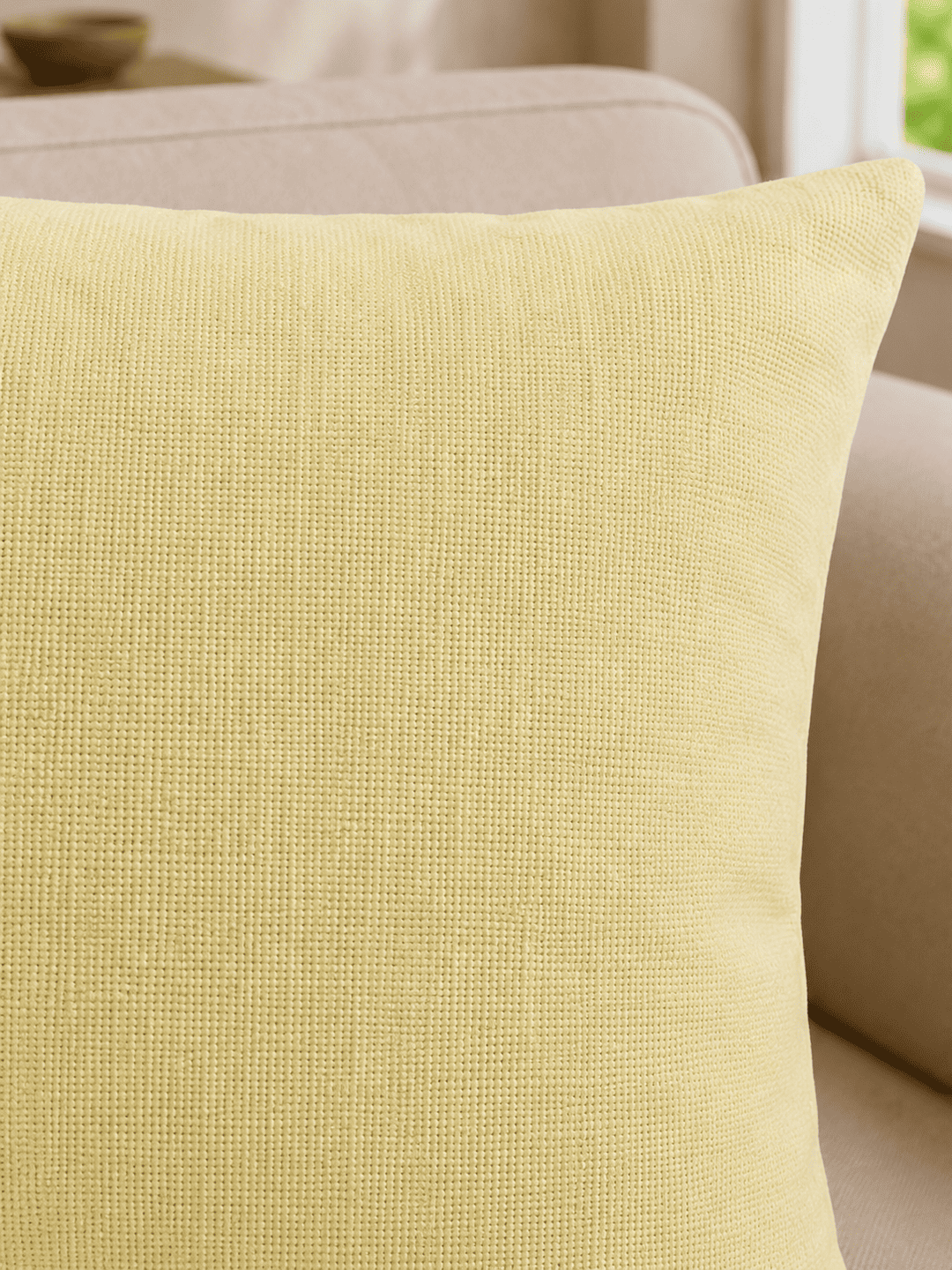 Butter Yellow Khadi Cushion Cover -2 Butter Yellow Cushion Cover