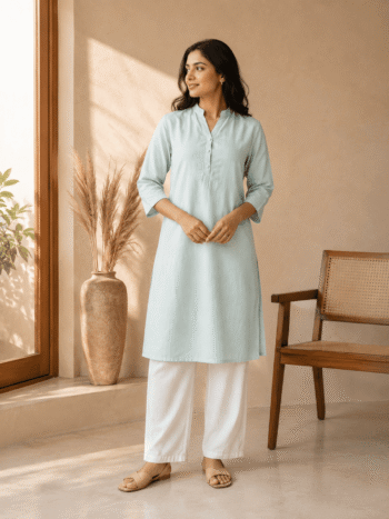 Women's Khadi Cotton Kurta – Mint Green