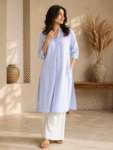 Women’s khadi cotton kurta Sky Blue -1