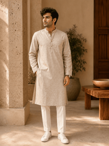 Buy Khadi Kurta for Men: Shop Sand Beige Cotton Styles 2026