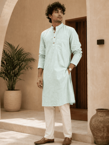 Men's Khadi Cotton Ethnic Kurta – Mint Green Festival Kurta 2026