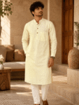 Butter Yellow Festival Kurta -1