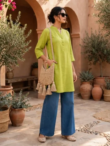 Buy Women's KhadiCotton Kurta Pistachio Green– Top Designs 2026