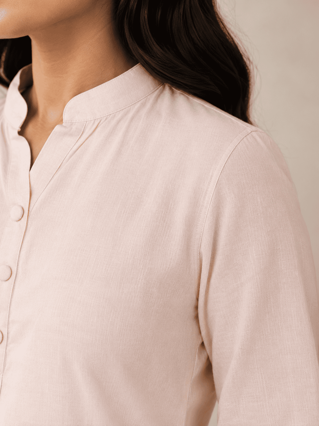 Women's Khadi Cotton Kurta – Peach Blush -4 Women's Khadi Cotton Kurta – Peach Blush