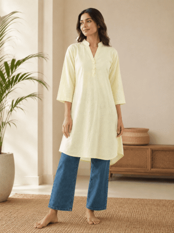 Khadi Cotton Kurta – Butter Yellow