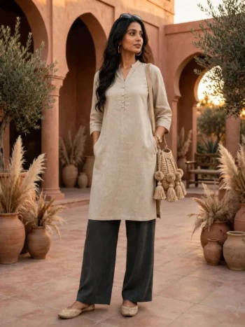 Women's Khadi Cotton Kurta Sand Beige – Best  Style for 2026