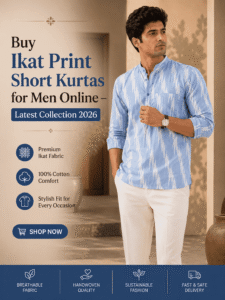 Buy Ikat Print Short Kurtas for Men Online – Latest Collection 2026