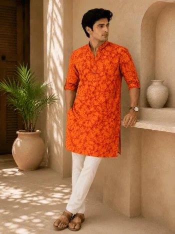 red khadi kurta